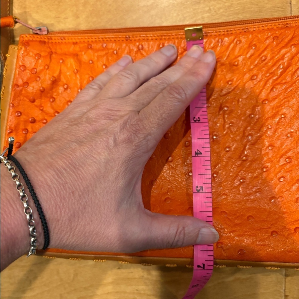 Vakko ostrich leather orange small bag - Picture 4 of 9